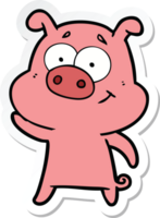 sticker of a happy cartoon pig png