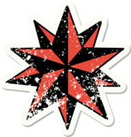 distressed sticker tattoo in traditional style of a star png