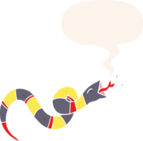 desenho animado sibilando serpente com discurso bolha dentro retro estilo png