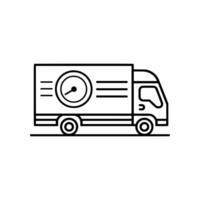 Delivery truck icon. Black outline delivery truck icon on white background. illustration vector