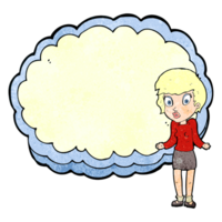 woman standing in front of cloud with space for text png