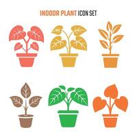 interior planta icono conjunto en blanco antecedentes. ilustración en de moda plano estilo vector