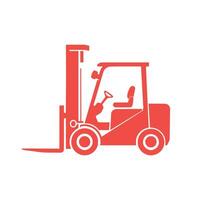 Red forklift icon on white background. illustration in trendy flat style vector