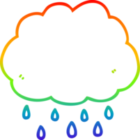 rainbow gradient line drawing of a cartoon rain cloud png