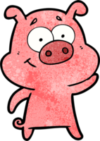 Lycklig tecknad serie gris png