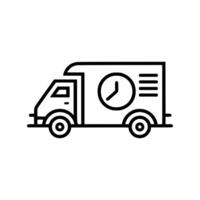 Delivery truck icon. Black outline delivery truck icon on white background. illustration vector