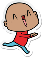 sticker of a happy cartoon bald man png