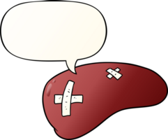 cartoon repaired liver with speech bubble in smooth gradient style png