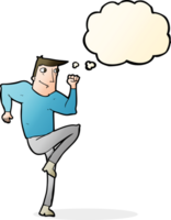 cartoon man jogging on spot with thought bubble png