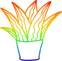 rainbow gradient line drawing of a cartoon house plant png