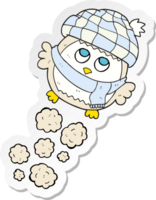 sticker of a cartoon cute little owl flying png