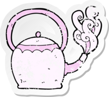 retro distressed sticker of a cartoon tea pot png