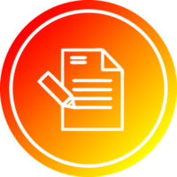 escrevendo documento circular ícone com caloroso gradiente terminar png