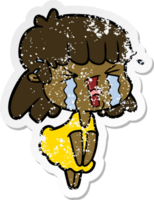 distressed sticker of a cartoon woman png