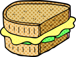 dessin animé doodle sandwich grillé png