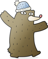 hand drawn cartoon bear wearing hat png