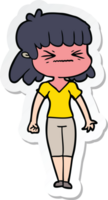 sticker of a cartoon angry girl png