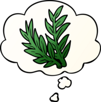 cartoon plant with thought bubble in smooth gradient style png