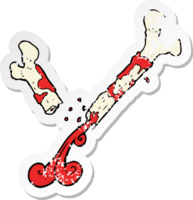 retro distressed sticker of a gross broken bone cartoon png