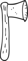 hand drawn black and white cartoon axe png