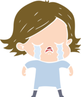 flat color style cartoon girl crying png