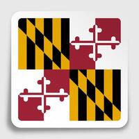 american state of MARYLAND flag icon on paper square sticker with shadow. Button for mobile application or web. vector