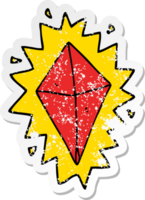 distressed sticker of a cartoon diamond png