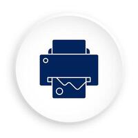 inkjet printer icon in neomorphism style for mobile app. Button for mobile application or web. on white background vector