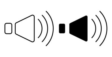 Linear icon. musical speakers with sound wave. Volume control. Simple black and white isolated on white background vector