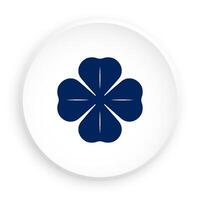 four leaf clover icon in neomorphism style for mobile app. Clover leaf silhouette. Button for mobile application or web. on white background vector