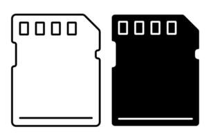 Linear icon. Memory card for storing information. Micro card for copying and transferring data. Simple black and white on white background vector