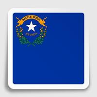 american state of Nevada flag icon on paper square sticker with shadow. Button for mobile application or web. vector