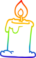 rainbow gradient line drawing of a cartoon lit candle png