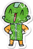 distressed sticker of a cartoon robot png