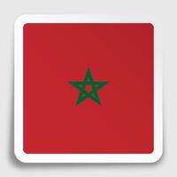 MOROCCO flag icon on paper square sticker with shadow. Button for mobile application or web. vector