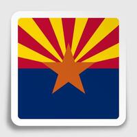 american state of Arizona flag icon on paper square sticker with shadow. Button for mobile application or web. vector