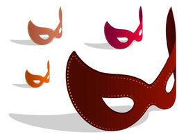 set of Isometric Venetian carnival eye mask. Theatrical female mask. Realistic 3D isolated on white background vector