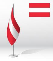 flag of Austria on flagpole for registration of solemn event, meeting foreign guests. National independence day of Austria. Realistic 3D on white vector
