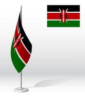 Kenya flag on flagpole for registration of solemn event, meeting foreign guests. National independence day of Kenya. Realistic 3D on white vector
