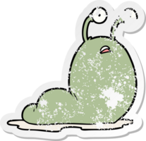 distressed sticker of a cartoon slug png