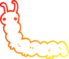 warm gradient line drawing of a cartoon caterpillar png