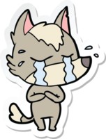 sticker of a cartoon crying wolf png