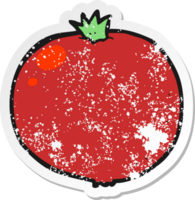 autocollant rétro en détresse d'une tomate de dessin animé png