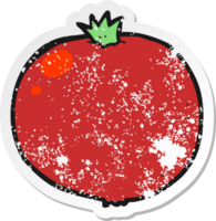 retro distressed sticker of a cartoon tomato png