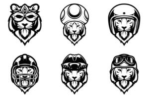 Tiger Mascot Design Bundle Outline Version vector