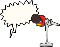 main tiré discours bulle dessin animé microphone png