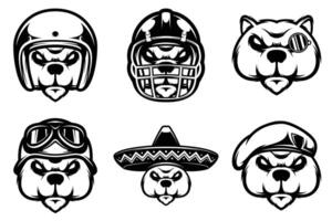 Bear Mascot Design Bundle Outline Version vector