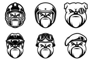 Bulldog Mascot Design Bundle Outline Version vector