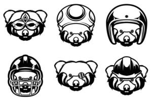 Red Panda Mascot Design Bundle Outline Version vector
