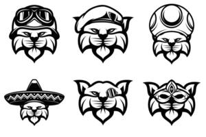 Cat Mascot Design Bundle Outline Version vector